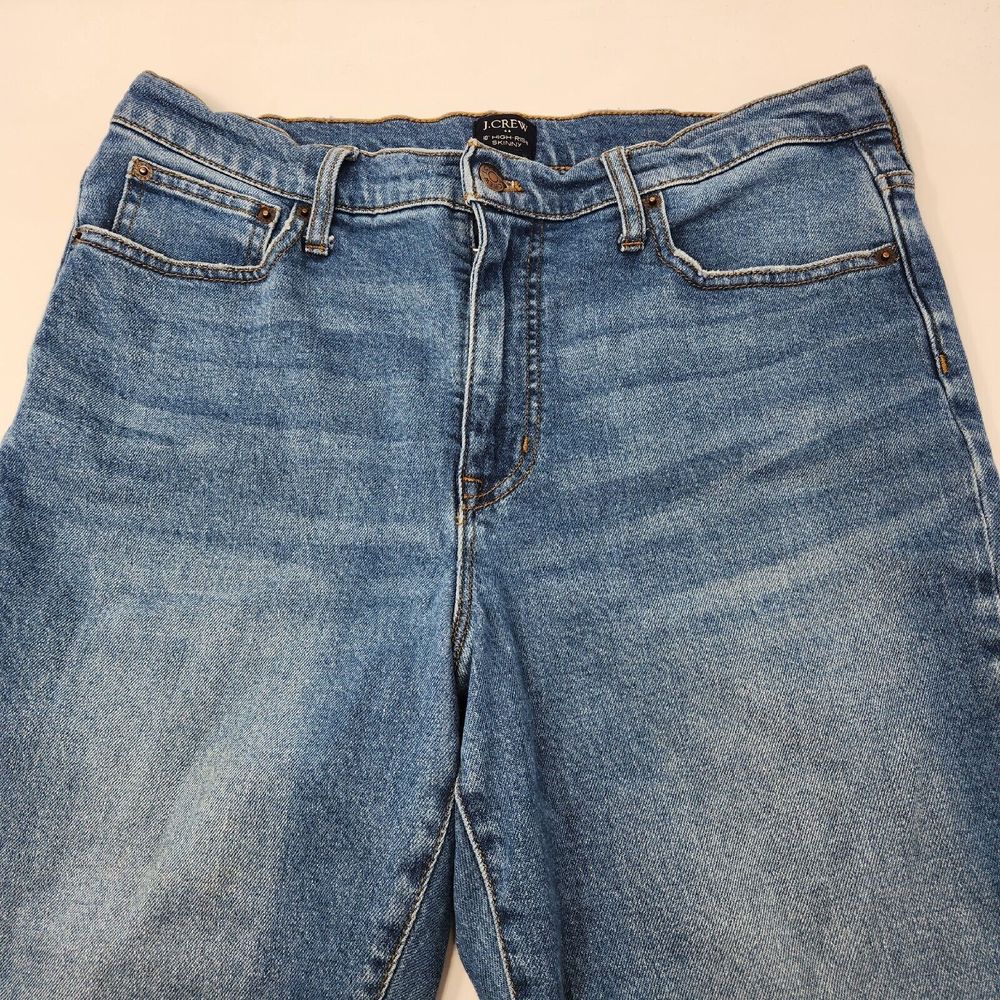J. Crew 10" High Rise Skinny Denim Jeans Women's Size 31 Blue Button Fly Raw Hem